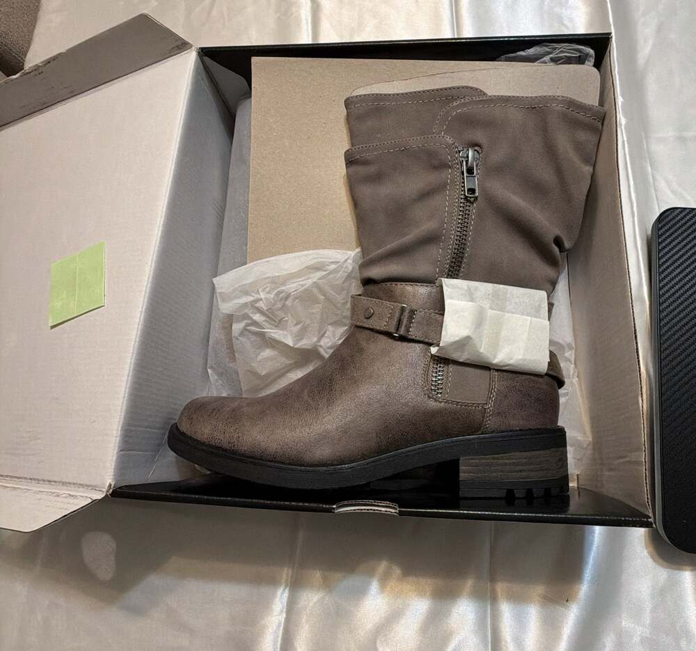 Torrid Grey Strappy Slouch Moto Boot Size 10